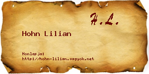 Hohn Lilian névjegykártya